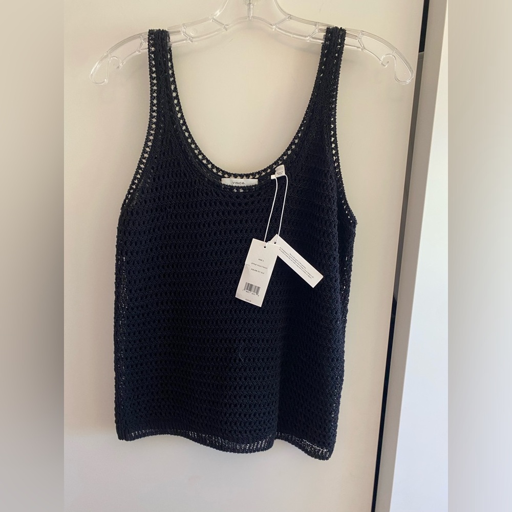 VINCE BLACK CROCHET TANK FULLY LINED BRAND NEW W TAGS SIZE SMALL $265 RETAIL